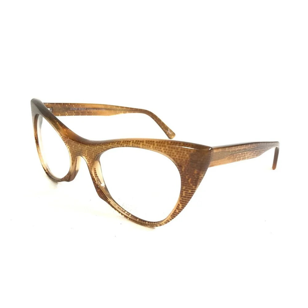 Andy Wolf Eyeglasses Frames 5028 col.v Clear Brown Sharp Cat Eye 53-17-140